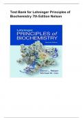 Test Bank for Lehninger Principles of  Biochemistry 7th Edition Nelson