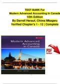 Modern Advanced Accounting In Canada, 10th Edition TEST BANK By Darrell Herauf, Chima Mbagwu, Verified Chapters 1 - 12, Complete Newest Version
