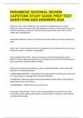 PARAMEDIC NATIONAL REVIEW CAPSTONE STUDY GUIDE PREP TEST QUESTIONS AND ANSWERS