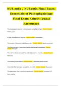 NUR 2063 / NUR2063 Final Exam: Essentials of Pathophysiology Final Exam Kahoot (2024) Rasmussen