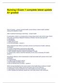 Nursing I Exam 1 complete latest update A&plus; graded