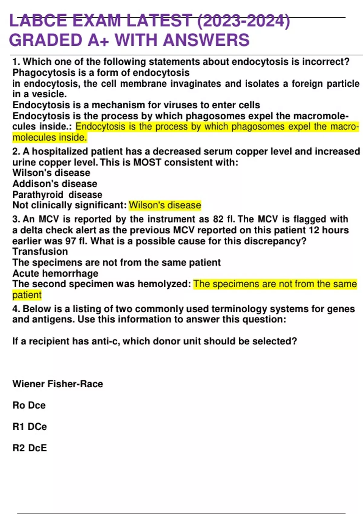 LABCE EXAM LATEST () GRADED A+ WITH ANSWERS LABCE Stuvia US
