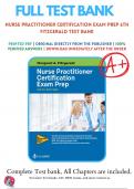 TEST BANK FOR NURSE PRACTITIONER CERTIFICATION EXAM PREP 6TH FITZGERALD, 9780803677128, ALL CHAPTERS WITH ANSWERS AND RATIONALS .