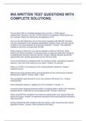 IRA WRITTEN TEST QUESTIONS WITH COMPLETE SOLUTIONS&period;