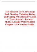 Test Bank for Davis Advantage  Basic Nursing: Thinking, Doing,  and Caring 3rd Edition 