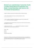 Dental Laws and Infection Control for North Carolina Dental Board Examination Test Bank | (Actual Questions and Answers for NC Dental Jurisprudence) | Updated 2024