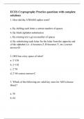 ECES Cryptography Practice questions with complete solutions