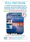 Test Bank For Current Medical Diagnosis And Treatment 2024 63rd Edition  By Maxine Papadakis, Stephen Mcphee, Michael Rabow & Kenneth Mcquaid 9781265556037 | Complete Guide A+