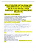 HESI MED SURGE ACTUAL EXAM 2023- 2024 VERSION 1 & 2 (2 VERSIONS)  EACH VERSION CONTAINS 55  QUESTIONS AND ANSWERS ALREADY  GRADED A+
