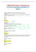 NRNP 6675 Week 11 Final Exam LATEST 2022&sol;2023 GRADED A&plus; &lpar;Q&A&rpar;