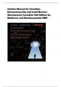 olution Manual for Canadian  Entrepreneurship and Small Business  Management Canadian 10th Edition by  Balderson and Mombourquette ISB