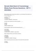 Nevada State Board of Cosmetology&colon; Milady Exam Review Questions - SET V 2023&sol;2024