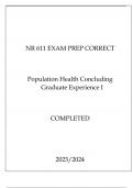 NR 611 EXAM PREP CORRECT POPULATION HEALTH CONCLUDING GRADUATE EXPERIENCE I