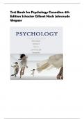 Test Bank for Psychology Canadian 4th  Edition Schacter Gilbert Nock Johnsrude  Wegner