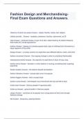 Fashion Design and Merchandising-Final Exam Questions and Answers&period;