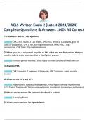 ACLS Written Exam 2 (Latest 2023/2024) Complete Questions & Answers 100% All Correct