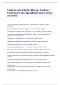 Fashion and Interior Design Fashion Final Exam Test Questions and Correct Answers&period;