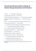  Final Exam Review Fashion Design & Interior Design Questions and Answers&period;