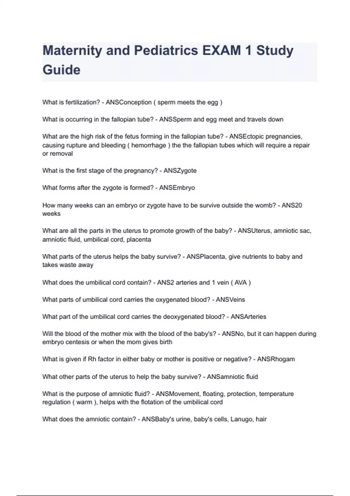 Maternity and Pediatric Nursing 4th Edition Ricci Kyle Carman Test Bank