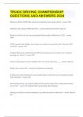 TRUCK DRIVING CHAMPIONSHIP QUESTIONS AND ANSWERS 2024