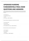 UPGRADED NURSING FUNDAMENTALS FINAL EXAM  QUESTIONS AND ANSWERS