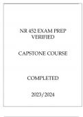 NR 452 EXAM PREP CAPSTONE COURSE COMPLETED 2023