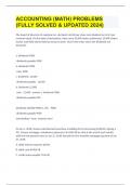 ACCOUNTING &lpar;MATH&rpar; PROBLEMS &lpar;FULLY SOLVED & UPDATED 2024&rpar;