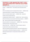 PROPHECY CORE MANDATORY PART 2 2023- 2024 QUESTIONS WITH VERIFIED SOLUTIONS  GRADED A&plus;