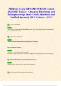 Midterm Exam: NUR631/ NUR 631 (Latest 2023/2024 Update) Advanced Physiology and Pathophysiology Study Guide| Questions and Verified Answers| 100% Correct – GCU