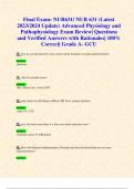 Final Exam: NUR631/ NUR 631 (Latest 2023/2024 Update) Advanced Physiology and Pathophysiology Exam Review| Questions and Verified Answers| 100% Correct| Grade A- GCU