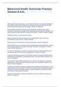 Behavioral Health Technician Practice Quizzes & Ans&period;&period;