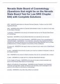 Nevada State Board of Cosmetology (Questions that might be on the Nevada State Board Test for Law NRS Chapter 644) with Complete Solutions