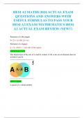 HESI A2 MATHS 2024 &comma; HESI A2 ACTUAL EXAM QUESTIONS AND ANSWERS&comma; HESI MATH&comma; WITH USEFUL FORMULAS TO PASS YOUR HESI A2 EXAM&sol; MATHEMATICS HESI A2 &comma;