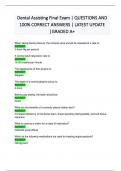 Dental Assisting Final Exam &vert; QUESTIONS AND  100&percnt; CORRECT ANSWERS &vert; LATEST UPDATE  &vert;GRADED A&plus; 