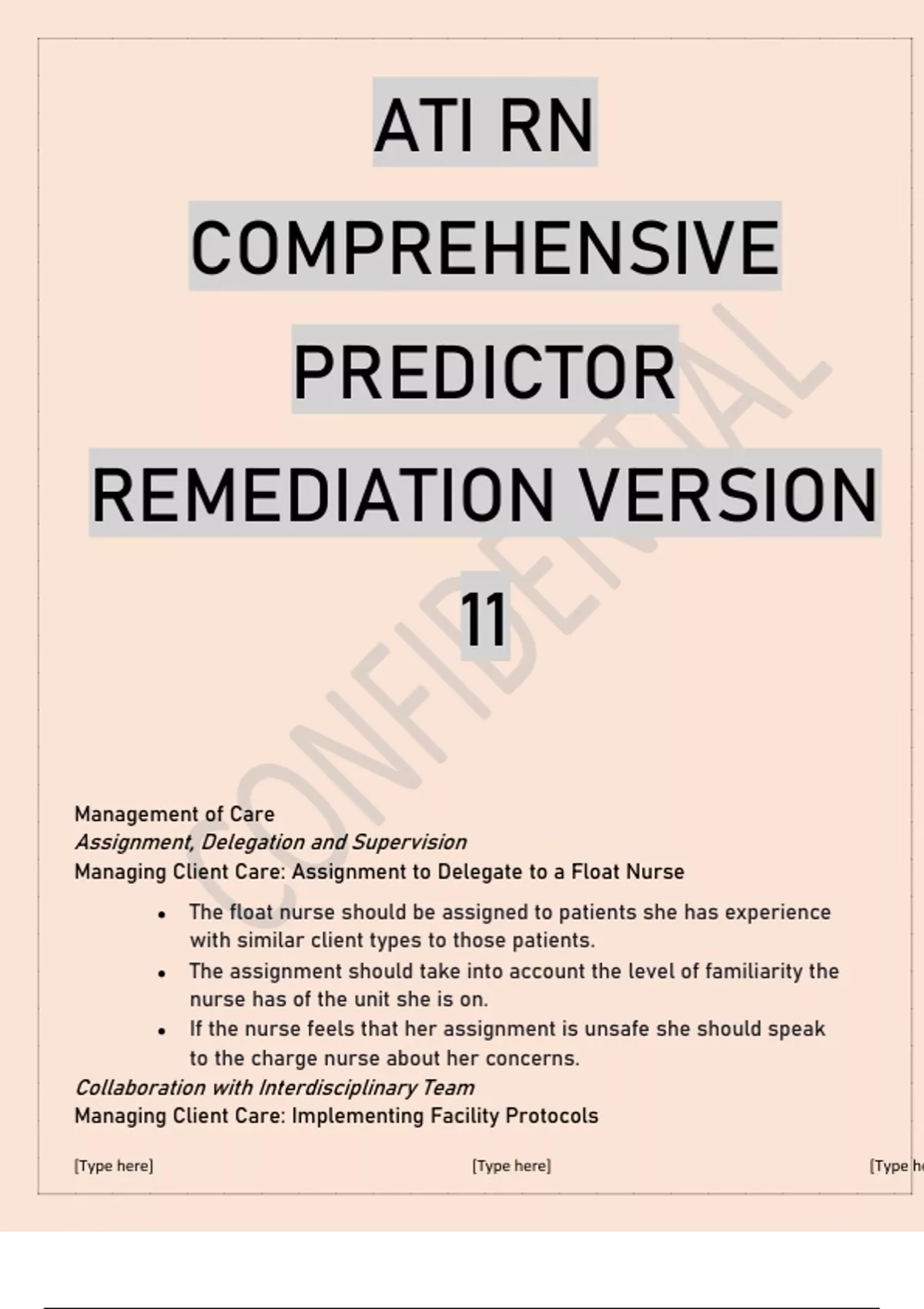 ATI RN COMPREHENSIVE PREDICTOR REMEDIATION VERSION 11 - Vati Rn