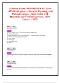 Midterm Exam: NUR631/ NUR 631 (New 2023/2024 Update) Advanced Physiology and  Pathophysiology _Study Guide with Questions and Verified Answers_ 100% Correct – GCU