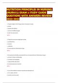 NUTRITION PRINCIPLES IN NURSING (NUR1172) EXAM 3 STUDY GUIDE QUESTIONS WITH ANSWERS REVIEW 2023-2024