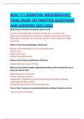 BIOD 171 ESSENTIAL MICROBIOLOGY FINAL EXAM 183 PRACTICE QUESTIONS AND ANSWERS 2023-2024