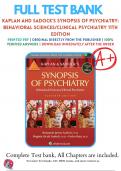 Test Bank For Kaplan and Sadocks Synopsis of Psychiatry 11th Edition Sadock | 9781609139711 | All Chapters with Answers and Rationals