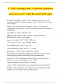 ATI RN Nursing Care Of children Questions and Answers (Verified Revised Full Exam)