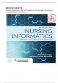  TEST BANK FOR Nursing Informatics and the Foundation of Knowledge 5th Edition TEST ( Dee McGonigle,2022) PERFECT SOLUTION