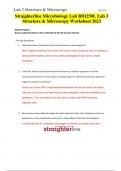 Straighterline Microbiology Lab BIO250L Lab 3  Structure & Microscopy Worksheet 2023&sol;2024 Questions and and Answers 