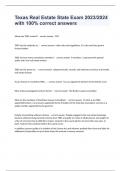 Texas Real Estate State Exam 2023&sol;2024 with 100&percnt; correct answers