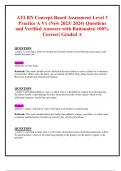 ATI RN Concept-Based Assessment Level 3  Practice A V1 (New 2023/ 2024) Questions and Verified Answers with Rationales| 100%  Correct| Graded A  