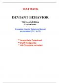 Test Bank for Deviant Behavior, 13th Edition Goode (All Chapters included)