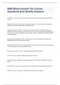 H&R Block Income Tax Course Questions And Quality Answers&period;