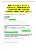 NEWEST 2024 STATISTICS CHAPTER 1 EXAM WITH 100 QUESTIONS AND VERIFIED CORRECT ANSWERS&sol;GRADED A&plus; 