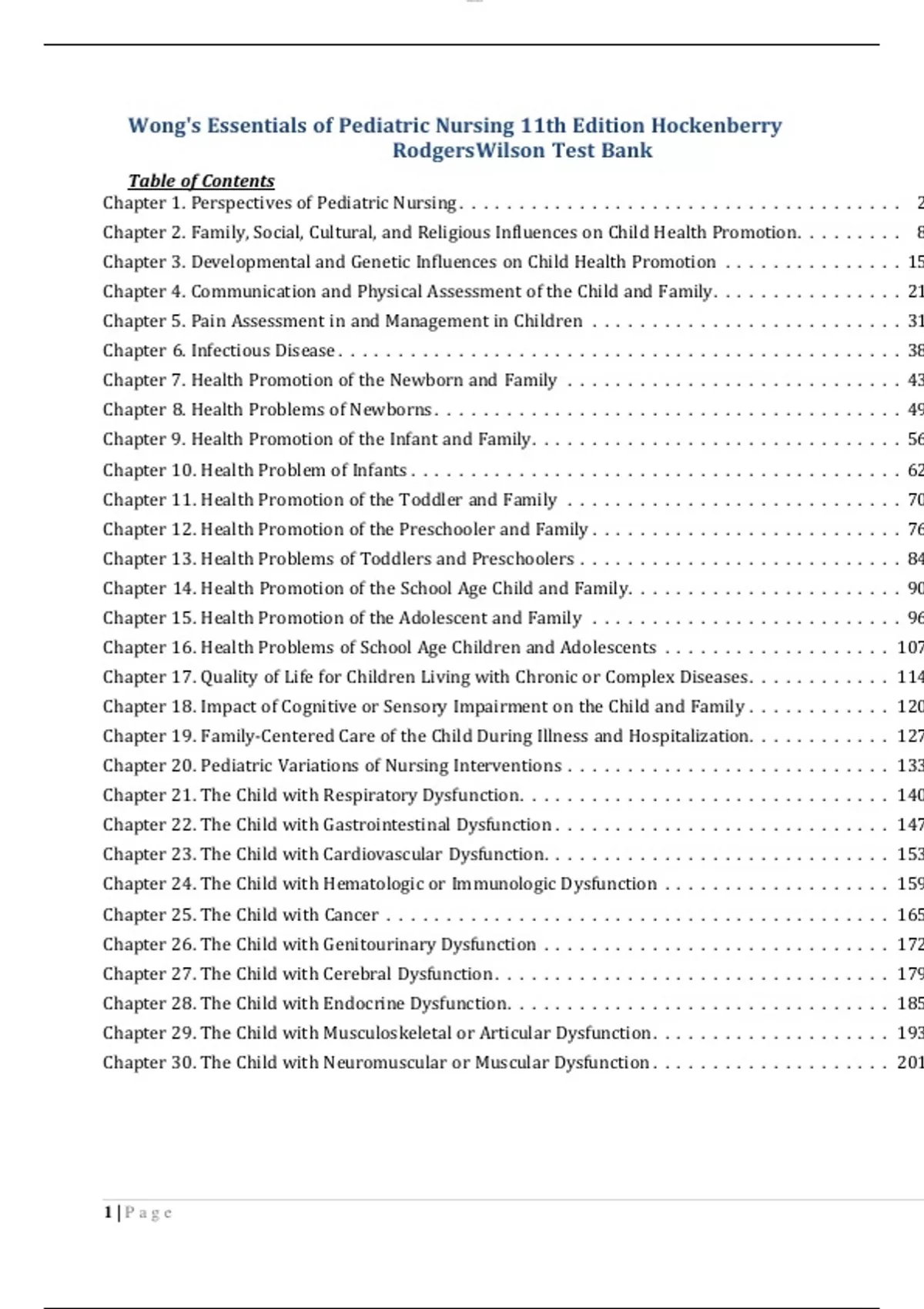 Test Bank Wong’s Essentials of Pediatric Nursing 11th Edition ...