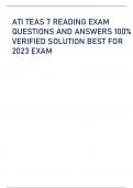 ATI TEAS 7 READING EXAM QUESTIONS AND ANSWERS 100