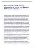 Peer Recovery Coach Training Certification &lpar;IU Health&colon; RC&rpar; Questions With Complete Solutions&period;